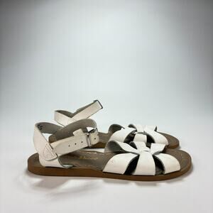 Salt Water Original White Brown Classic Leather Sandals Adjustable Kids Size 4